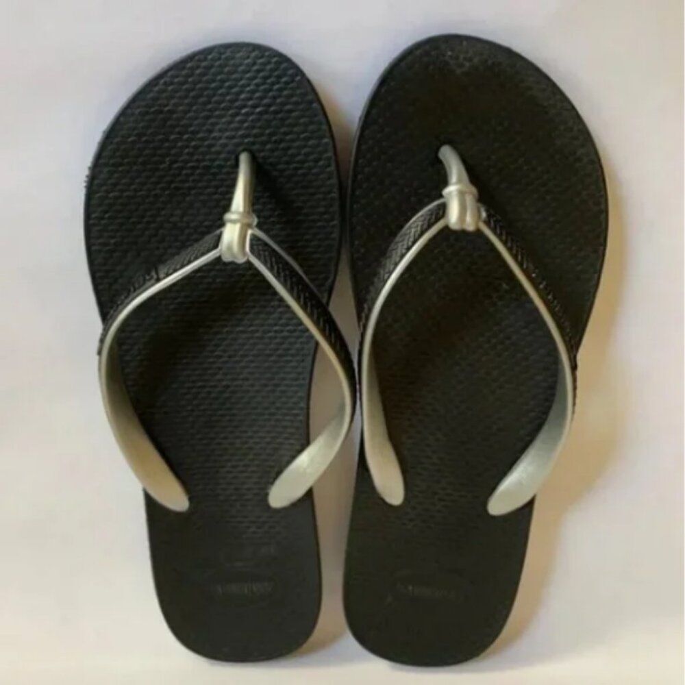 Havaianas Slim Retro Black/Gray Sandals Size 5 - Picture 2 of 10